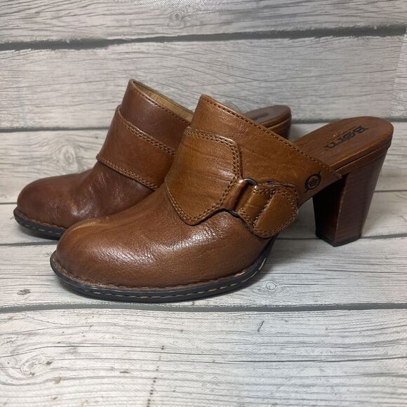 BORN Clogs Leather Buckle Slip On Brown Size 9 Y2K - Picture 1 of 11